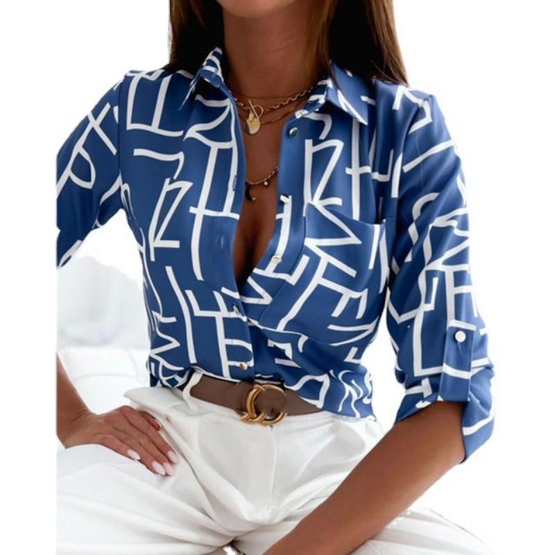 Women's Spring and Autumn Tops Long Sleeve Shirts Printed Shirts for Women