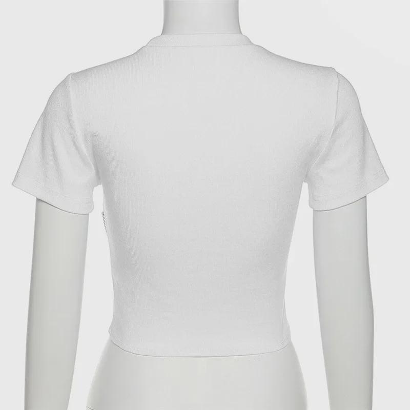 2024 Frühjahr/Sommer Damen Street Fashion Metallkette & Blumendruck Crop Top