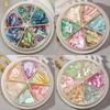 Round Box Iridescent Abalone Shell Nail Art Set - Six Colors, High-Gloss, Ultra-Thin, Irregular Fragments