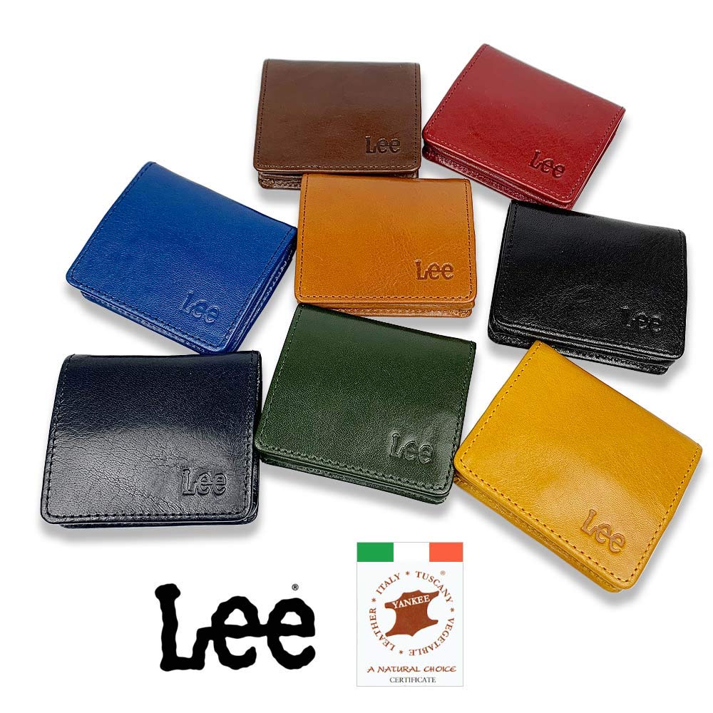 Lee Colors Luxury Italian Leather Coin Real Leather [8 Available] Box-Shaped Case, (0520512) (Navy)