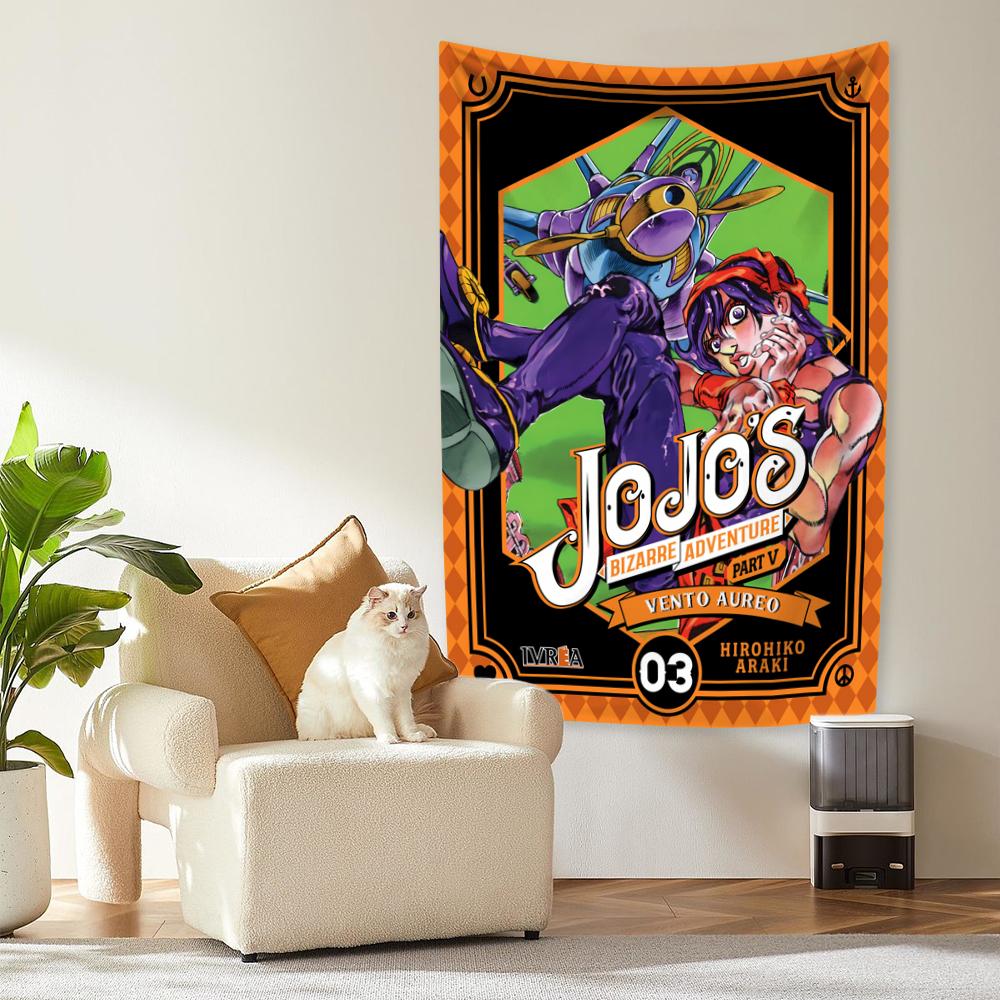 Anime JoJos Bizarre Adventure Tapestry Funny Comic Room Decor Wall Hanging Carpets Dormitory Bedroom Background Cloth