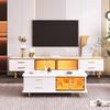 TV Cabinet with LED Light 4 Drawers Spacious Countertop High-Gloss Television Stand Painting Mid Century Modern Living Room Furniture Console