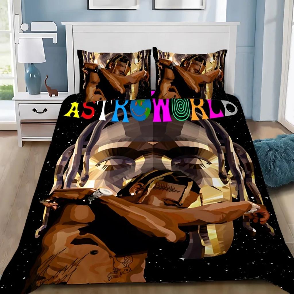 Rapper T-Travis Scott Jack Bedding Set Rapper Duvet Cover Pillowcase Adult Boy Girl Bedroom Decoration Children Single Double