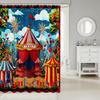 Cartoon Circus Bathroom Curtains Happy Holiday Shower Curtain Sets for Kids Boys Girls Funny Ferris Wheel Shower Curtain Funny