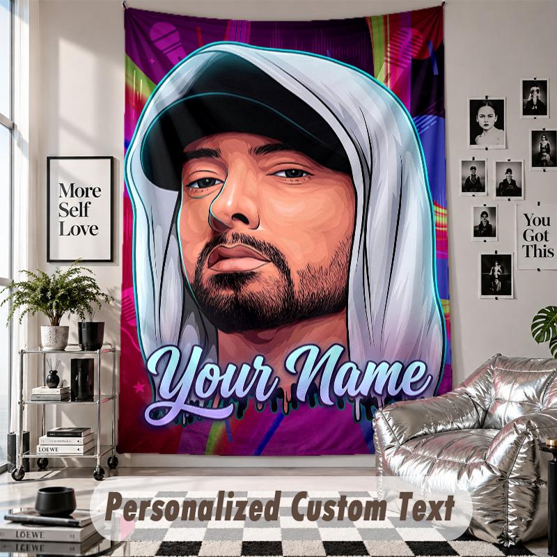 Wandbehang mit individuellem Namen & Text, Eminem Dekorationstuch für Schlafzimmer