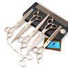 8,0-Zoll Nimpson Tuhao Gold, Gebogene Schere Gerade Schneidezahn Schere Haustier Schere Set von 5 Stück Haustierpflege Schere