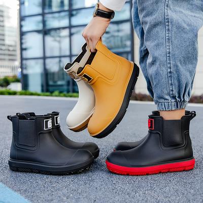 Modne męskie krótkie kalosze antypoślizgowe, modne buty wodoodporne z niską cholewką, kalosze z PVC formowane jednorazowo, wiejskie robocze wodoodporne