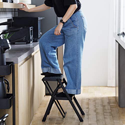 [BLKP] Pearl Metal Folding Step Stool, 2-Step Compact Ladder, Limited Edition, Black, BLKP, N-7727