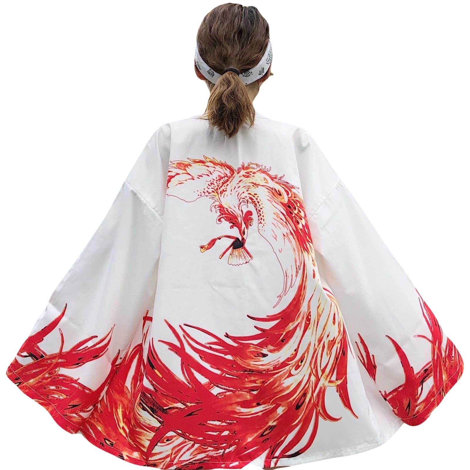 

Phoenix Pattern Happi Haori Festival Japanese Japanese Event Summer One Size Fits Phoenix Pattern Matsuri [NOVUS VENTUS] Coat, Coat, Hanten, Coat, белый