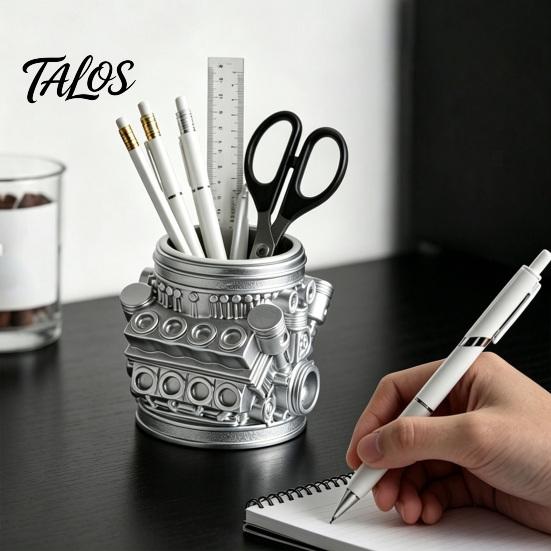 Model Talos Engine Držák na pera a tužky, Kreativní organizér na stůl pro domácí kancelář, Úložný prostor na psací potřeby na stůl, Dárek pro automobilové nadšence, Mechaniky a inženýry