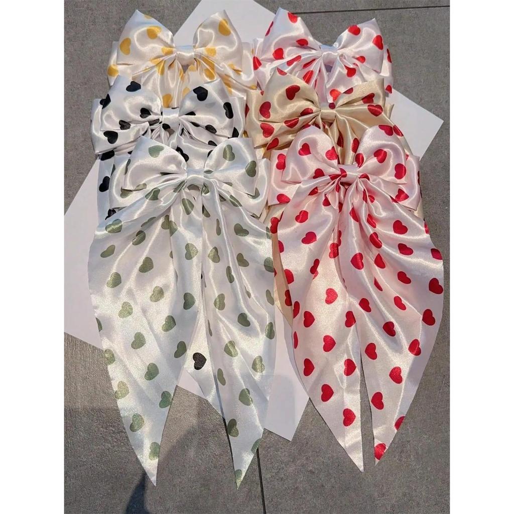 6 spring clip streamers bow hair clips for women