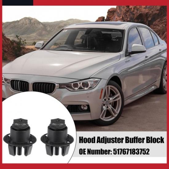 BMW 51767183752 Bonnet Hood Adjuster Buffer Block Repair Part | Black | Pack of 2 | Front | 3 Months Manufacturer Warranty | Durable | Plastic