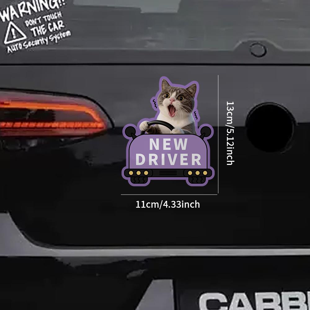 Magnetic Car Sticker: Creative Cute Cat Internship Reminder - Customizable Car Decoration