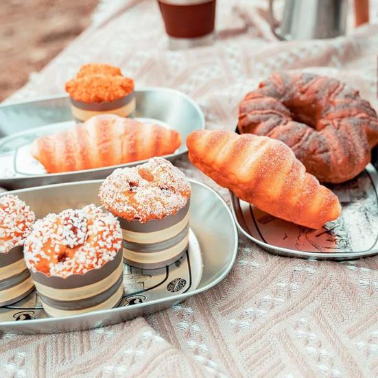 Retro Tinplate Dinner Plate Stainless Steel Serving Tray Round Seasoning Plates