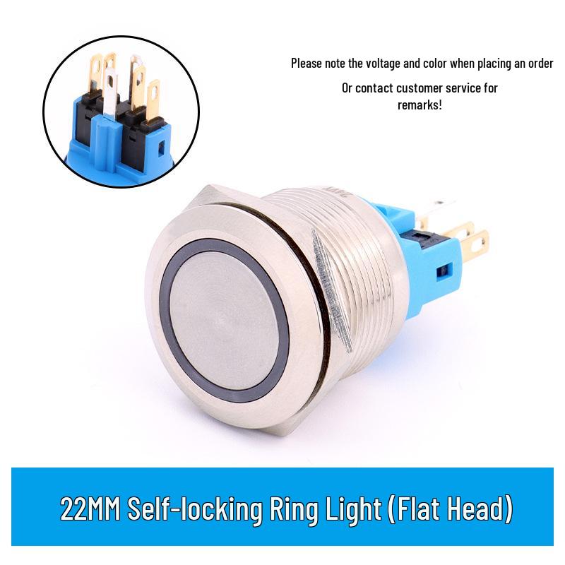LED Ring Metal Push Button Switch: 12mm, 16mm, 19mm, 22mm - Momentary & Latching Options
