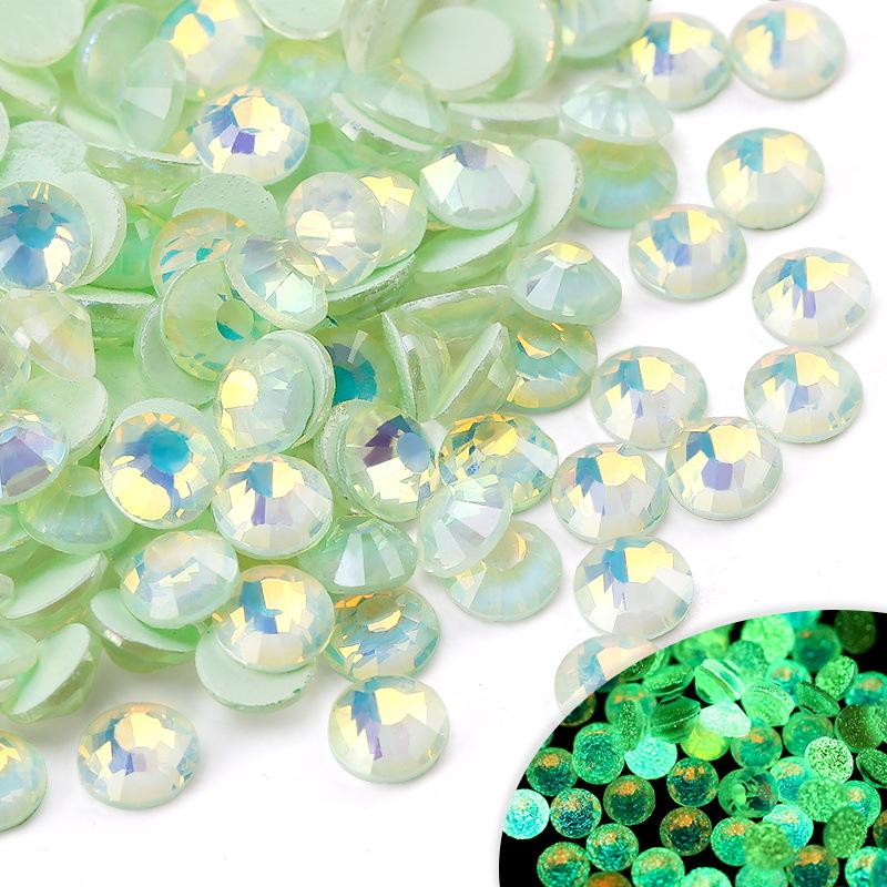 Glass Flat Bottom Luminous Diamond Diy Nail Drill Nail Decoration Fluorescent Drill Mobile Phone Case Decorative Rhinestone