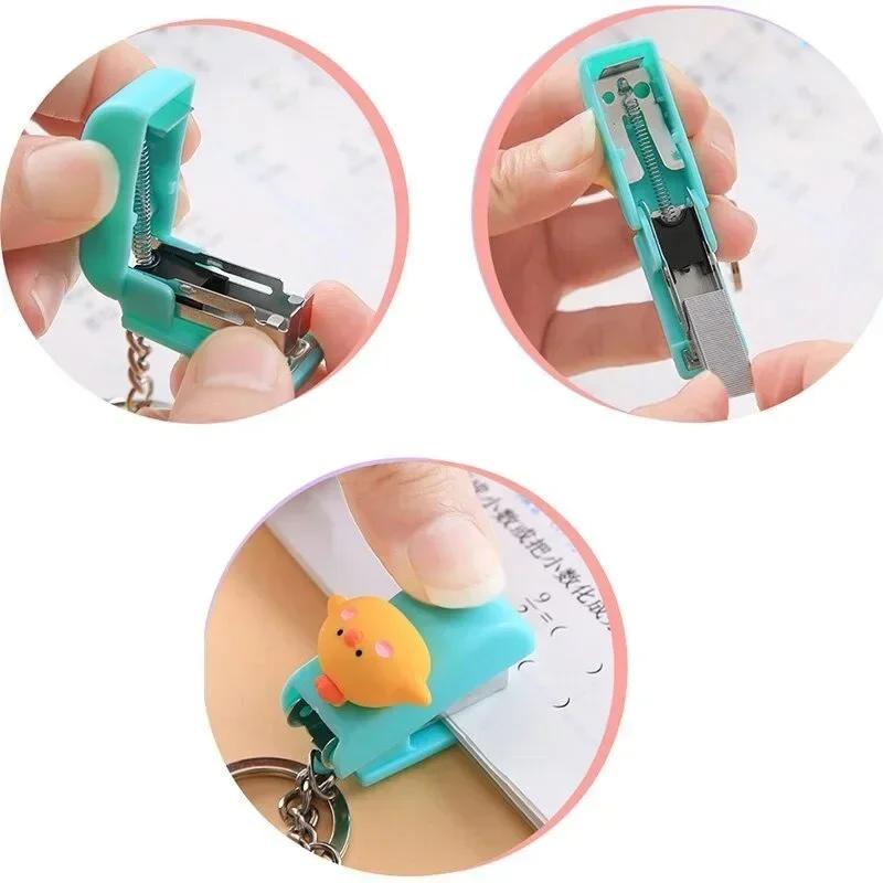 Cartoon Cute Mini Stapler Portable No.10 Staples Binding Tools Stationery Office School File Organizer Supplies Push Clip