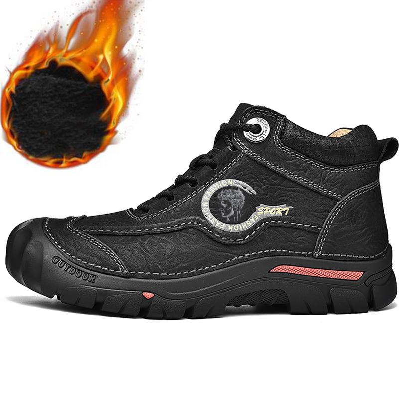 

Осенние/зимние кожаные ботинкиМужские походные ботинки с высоким верхом из плюшевой кожи и хлопка для активного отдыха, большой размер 39-46 42