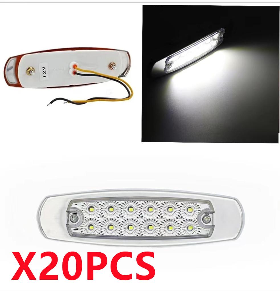 20PCS 12-24V Truck Side Marker Light 12LED Car Trailer Clearance Side Light for Lorry Bus Van Caravan LED Car Light Waterproof