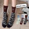Women's Spring and Autumn Vintage Floral Embroidery Boneless Drum Pile Cotton Socks