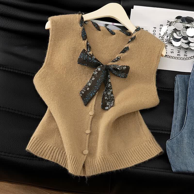 Women's Round Neck Layered Casual Vest