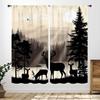 Rustic Deer Curtains,Farmhouse Cabin Lodge Country Forest Hunting Wild Animal Vintage Elk Window Treatments Drapes for Bedroom