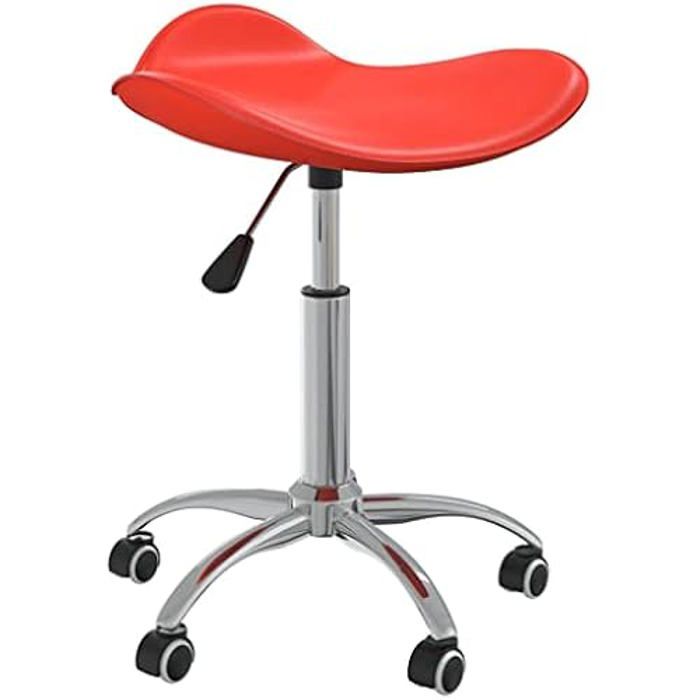 Tabouret de salon et spa - VIDAXL - Rouge - Réglable en hauteur - Pivotant 360° - Similicuir