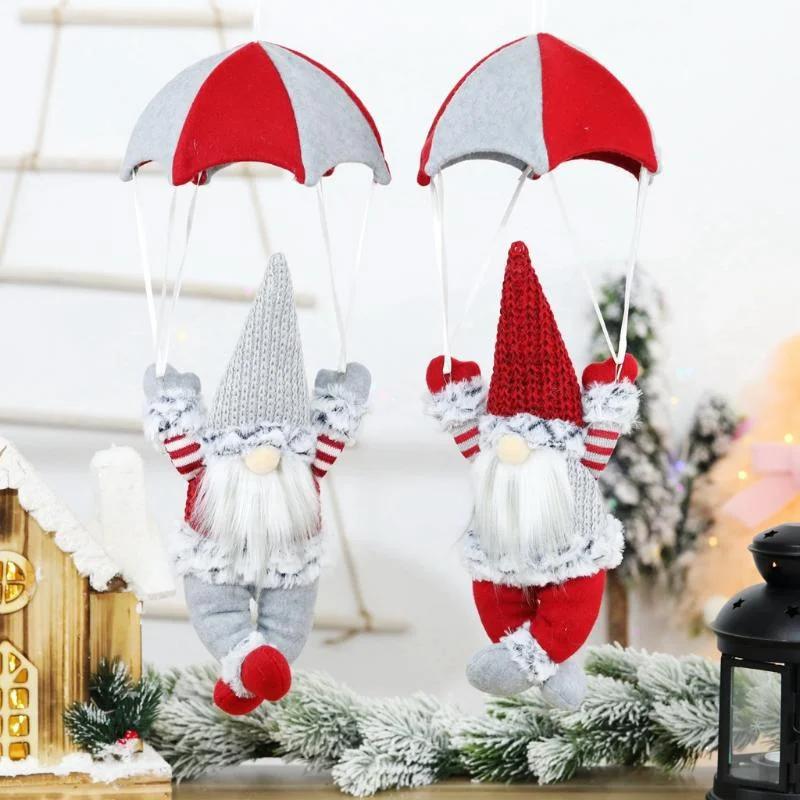 Christmas Parachuting Santa Claus Doll Hanging Ornament For Shop Window Home Holiday Party Scene Decoration Gift Supplies
