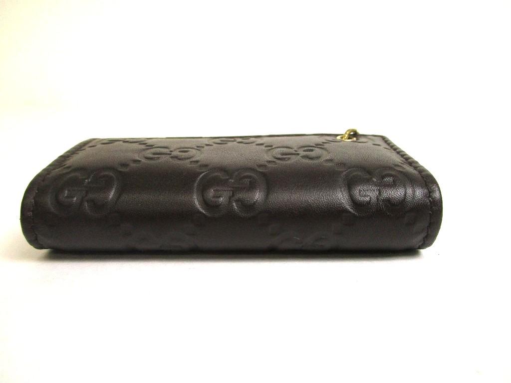Authentic GUCCI GG Interlocking G Dark Brown Leather 6 Pics Key Chain #a870  Refurbished