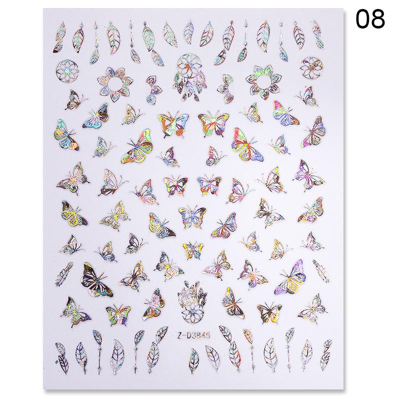 1pc 3D Nail Stickers Spring Summer Natural Flower Leaves Simulation Dried Flower Dragonfly Nail Applique Water Slides Decoration