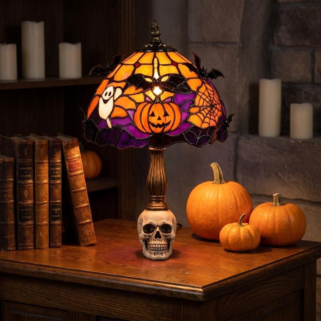 Halloween Pumpkin Glowing Resin Lamp for Home Decor and Night Light