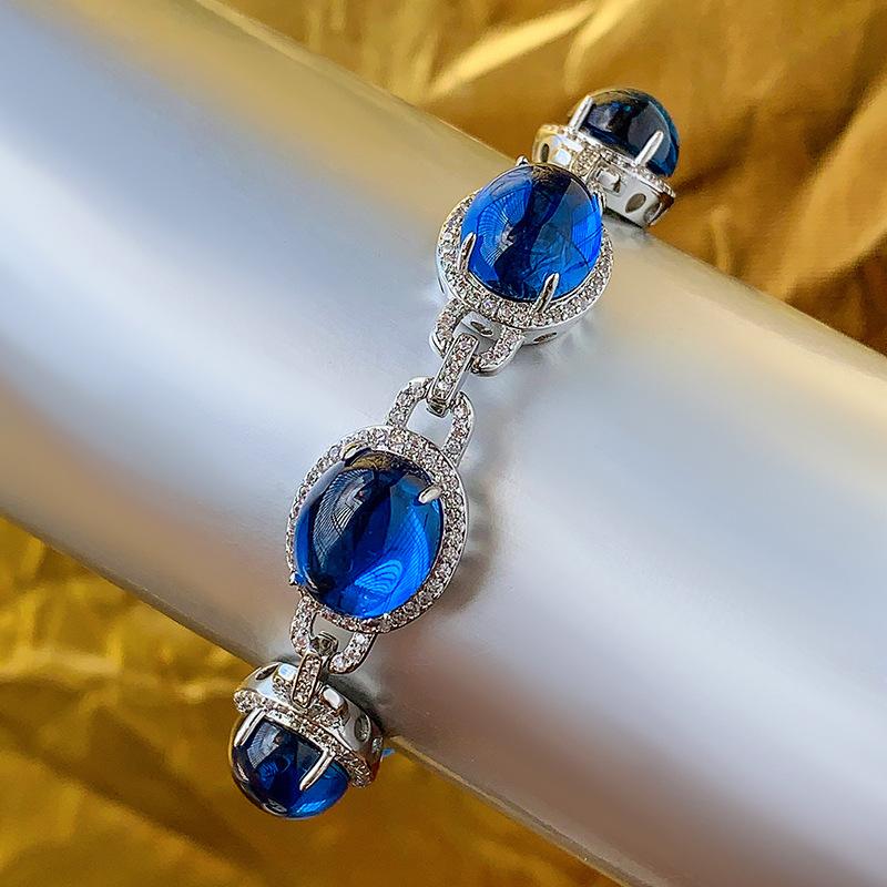 Jewelry Chalcedony Fluorescent Simulation Corundum Oval Bracelet Women 10 * 12
