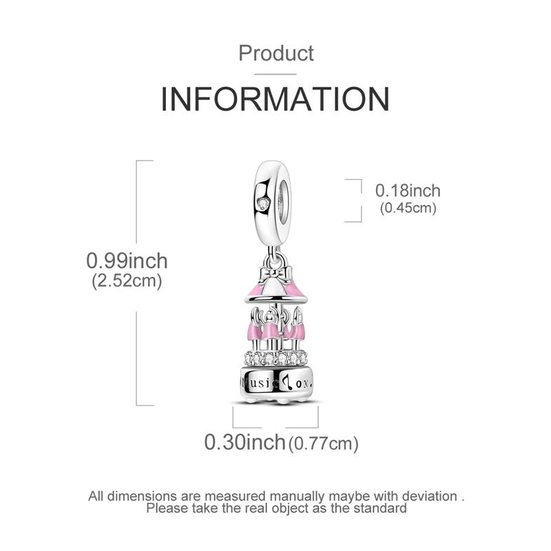 Charms Copperdreamy Pink Girl Music Box Pendants Fit Charms Plataoriginal Bracelet Beads Women Jewellery Making Diy