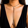 Accessories, simple baroque imitation pearl wax thread fringed necklace, cold wind geometric knotted necklace