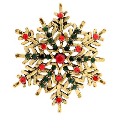 New Rhinestone Christmas Snowflake Brooch Unisex Fashion Pin Winter Festivel Jewelry Vintage Accessories Good Gift