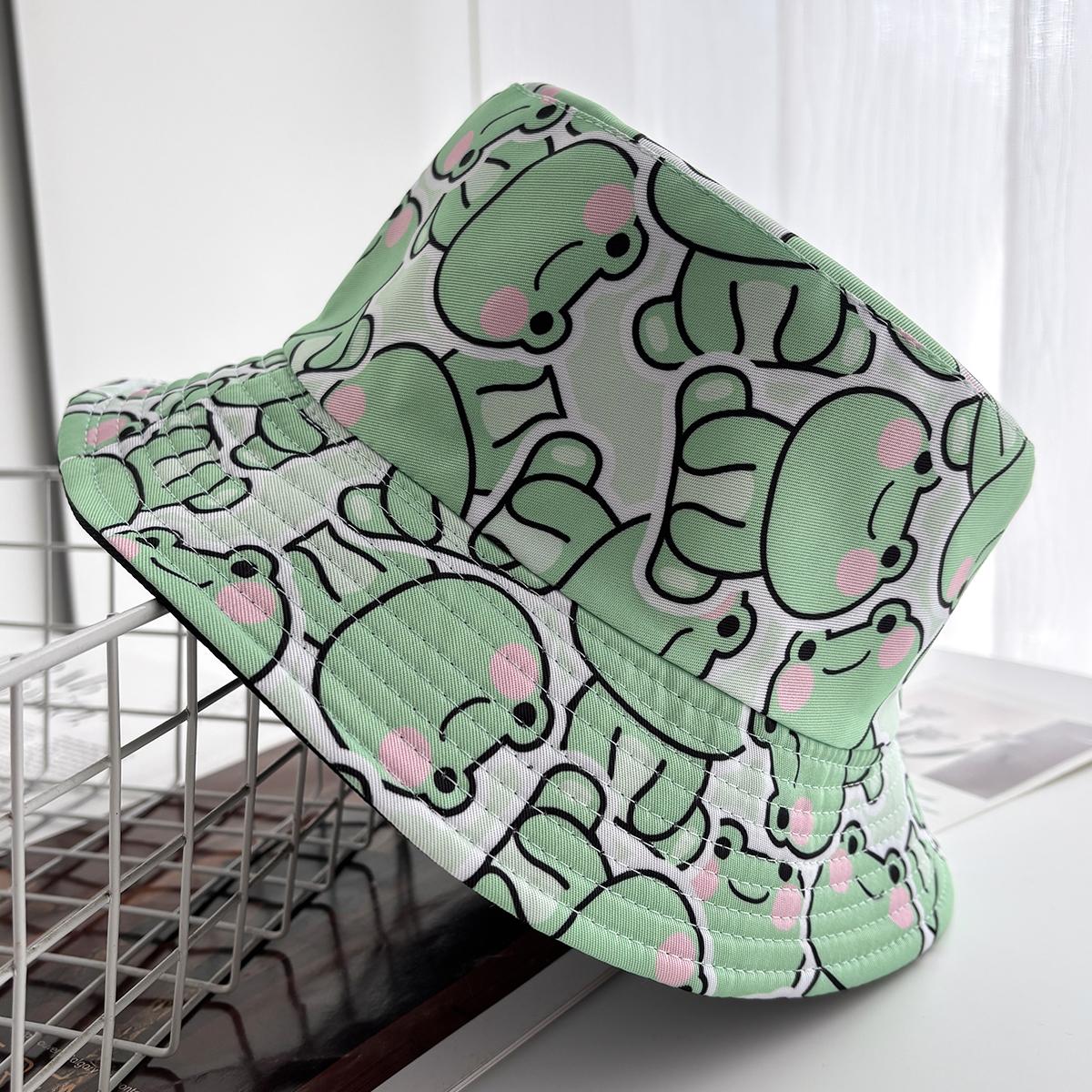 Yto Scarf Women's Yellow Cartoon Duck Bucket Hat Cool Cute Pattern Fisherman Hats Duck Printing Panama Cap For Men Reversible Outdoor 56-58Cm