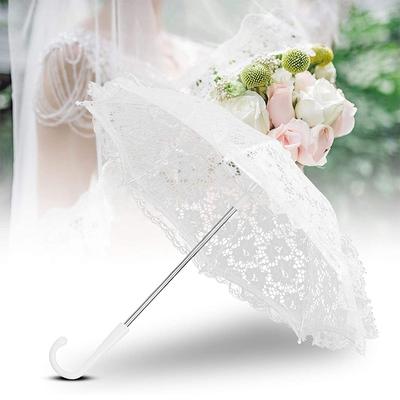 Umbrelă de nuntă albă femei dantelă florală albă umbrelă de soare albă lucrată manual accesoriu nunta petrecere mireasă decor scenă