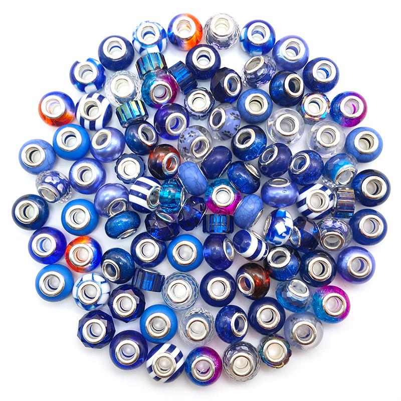 Handmade DIY Jewelry Set: 10 Colorful Beaded Bracelets with Pendants and Large Hole Beads