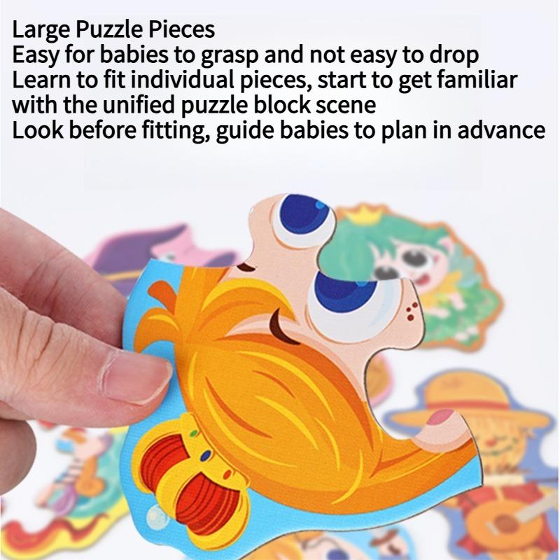 1PACK Children's 6-in-1 Portable Large Piece Puzzle Baby 3 to 6 Years Old Gift Box Early Education Educational Toys