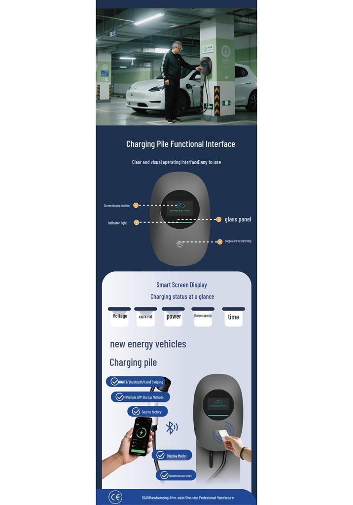 Universal 7kW/22kW EV Charging Station for Tesla, BYD, Wuling - Compatible with European and National Standards
