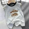 Boys' Trendy Contrast Color Sleeveless Cotton Top (Ages 6-15)