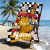 Custom Name Personalized Garfield Print Beach Towel, for Trip Camping Beach Party Home Decor, Birthday Gift for Family & Friends