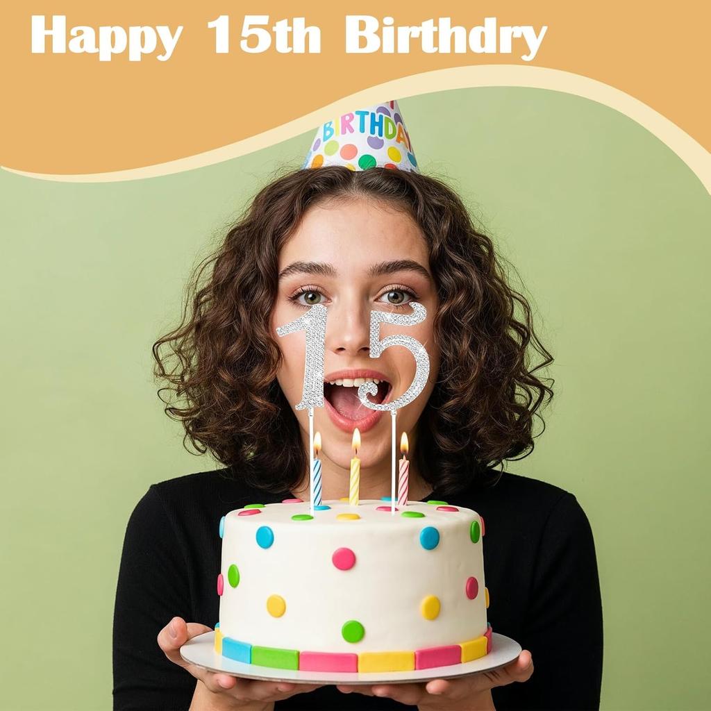 15 Cake Topper, Rhinestone 15th Birthday Cake Topper Happy 15 Crystal Rhinestones Cakes Toppers Crystal Rhinestones Birthdays Cakes Decoration for