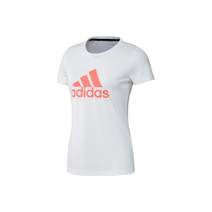 Adidas Logo Print Sports Crew Neck Short Sleeve T-Shirt Women tops White FT9737 S