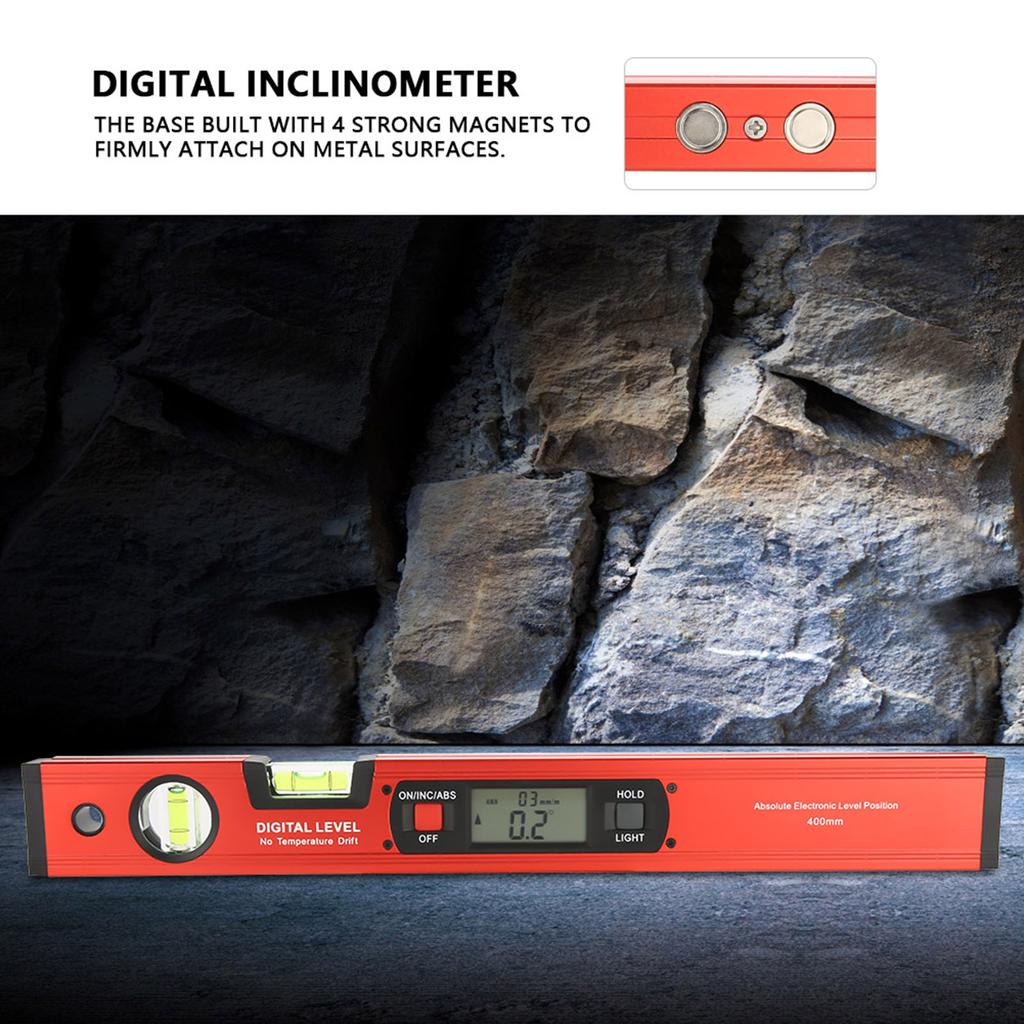 Digital Aluminum Alloy Magnetic Angle Finder Level 4 X 90° Inclinometer Digital Angle Finder Ruler Digital Angle Finder Level