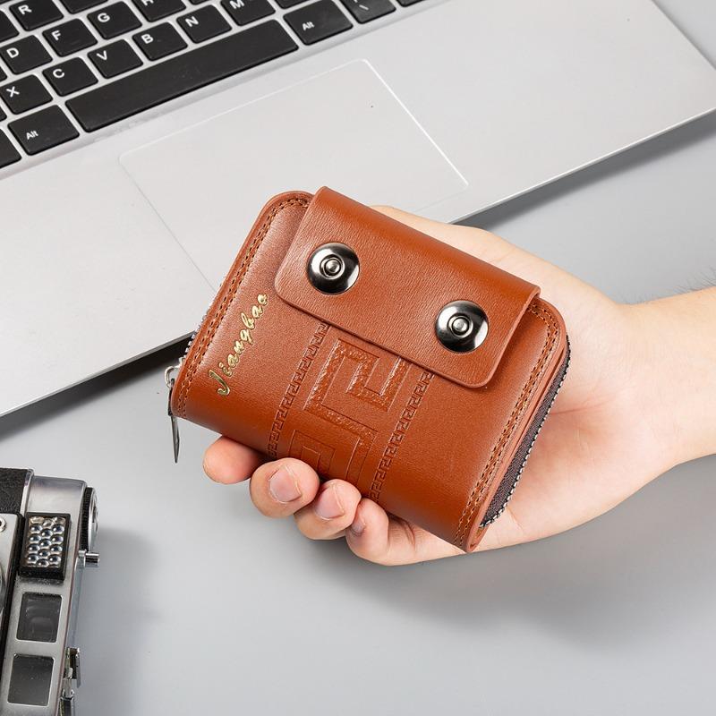 

Трендовая тисненая мужская сумка-органайзер на двойной магнитной застежке-кнопке, большой вместимости, с отделением для карт, визитница, кошелек для мелочи коричневый