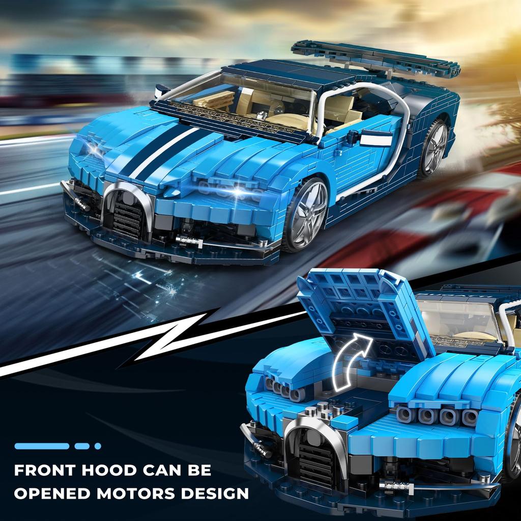 Mold King 10111 Super rychlé auto Sestava superauta Sada stavebních bloků pro děti, Mania/Sport 14+ (1222+ PCS)