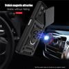 KEYSION Shockproof Armor Case for TECNO POVA 7 4G Slide Camera Lens Protection Metal Ring Stand Phone Back Cover for TECNO Pova7
