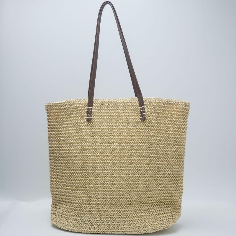 Neue Strohtasche mit großer Kapazität, einfarbig, einfache Schulter, Reißverschluss, gewebte Tasche, Freizeit, Strandurlaub, Strandtasche