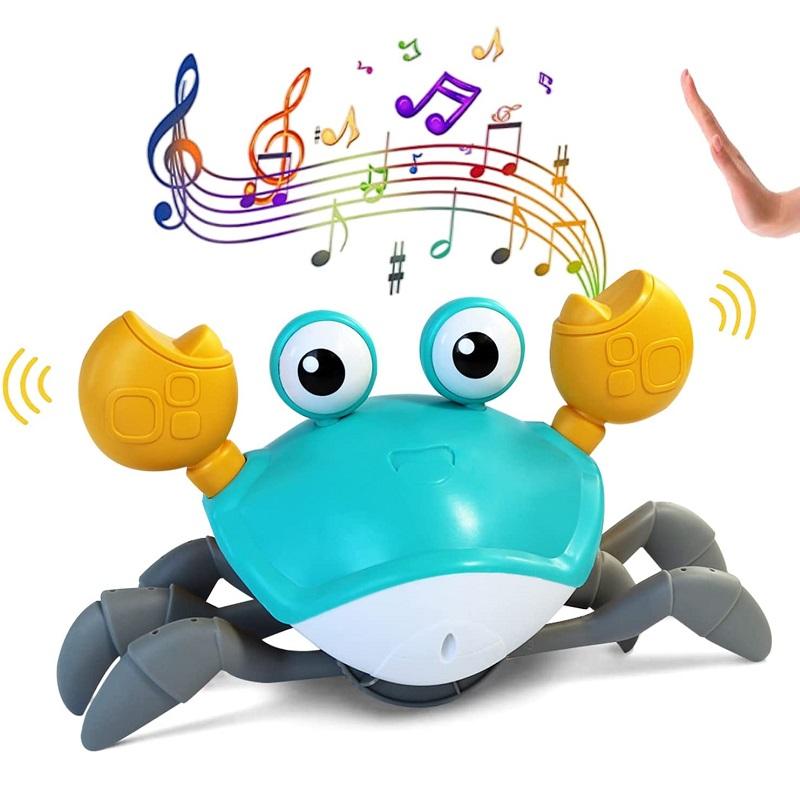 Crawling Crab Toy for Baby Rechargeable Crab Run Away with Music Led Light Up Toddler Gift Electric Induction Escape Toys